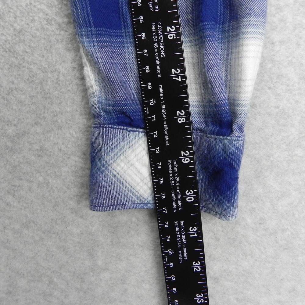 Boston Traders Flannel Shirt Top Womens Medium Button Up Blue Plaid Long Sleeve - Picture 8 of 10